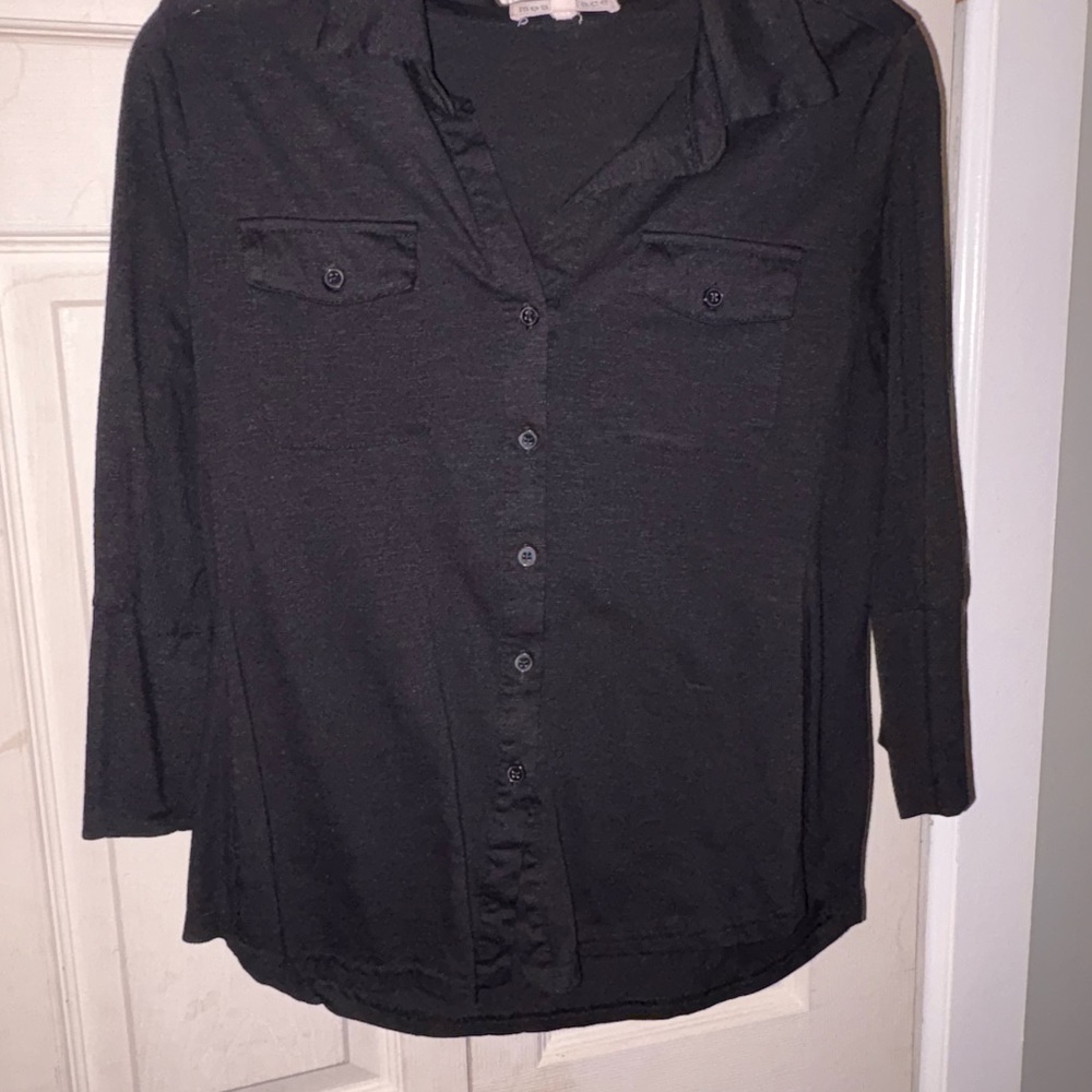 Black Button-Up Women's Top